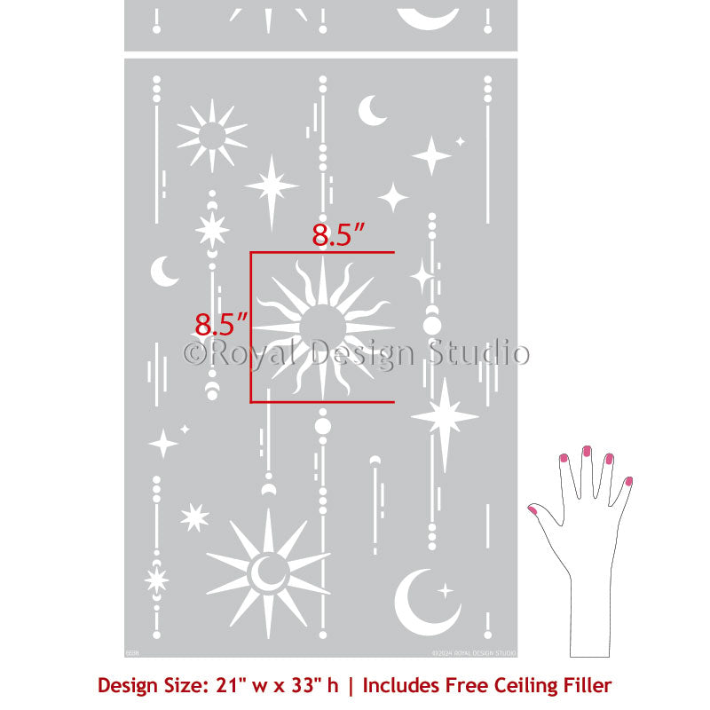 Celestial Moon and Stars Stencil
