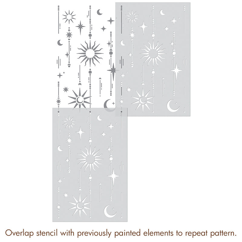 Celestial Moon and Stars Stencil