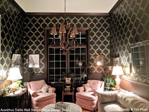 Acanthus Trellis Wall Stencil - Royal Design Studio Stencils