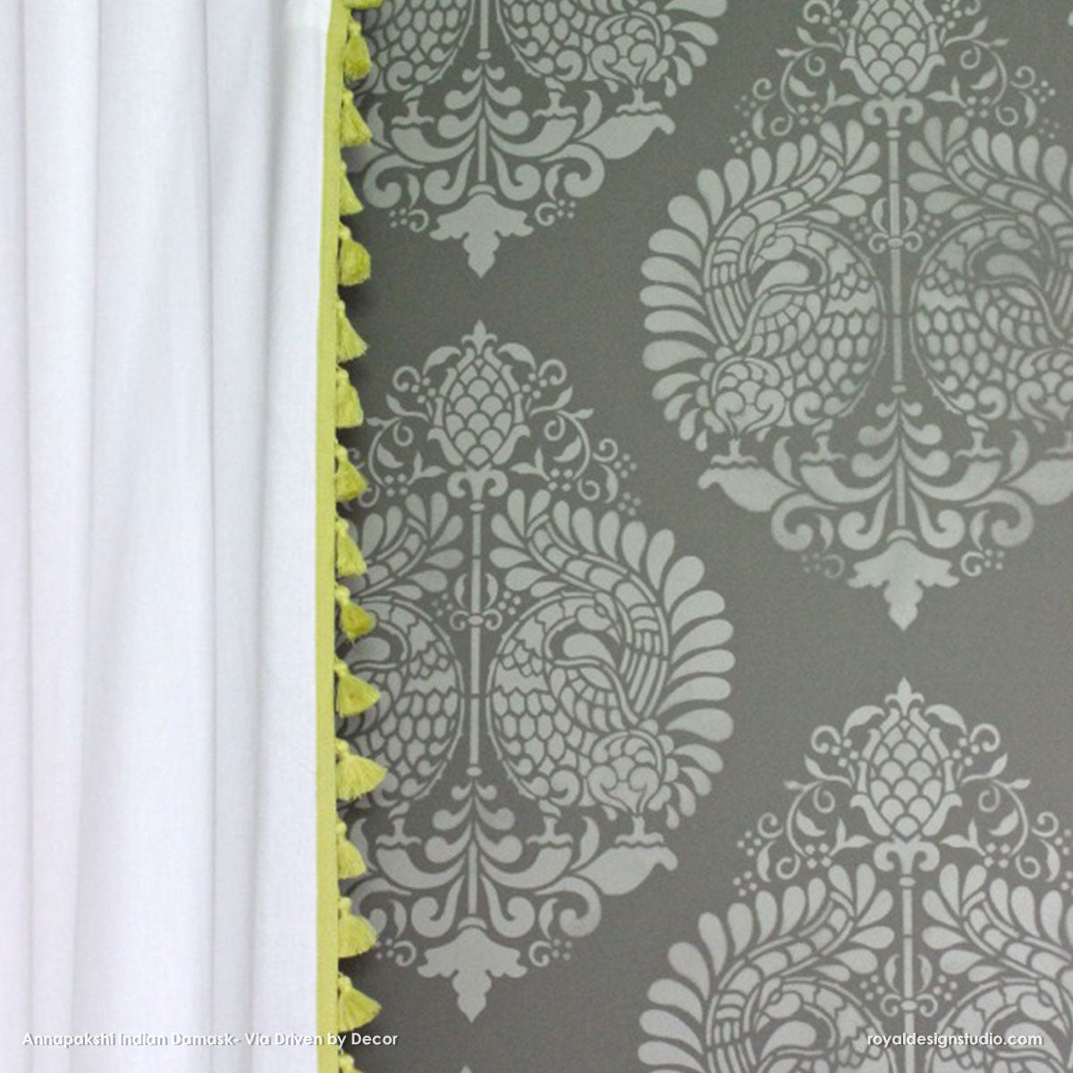 Annapakshi Indian Damask Wall Stencil