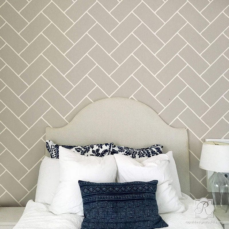 Herringbone Brick Wall Stencil