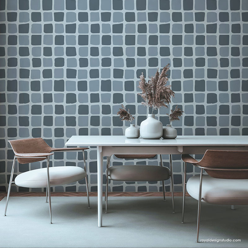 Checked Out Modern Wall Stencil