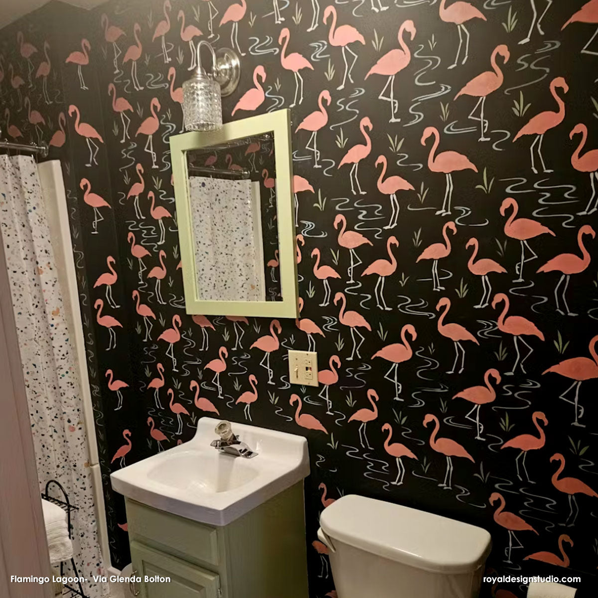 Flamingo Lagoon Wall Stencil