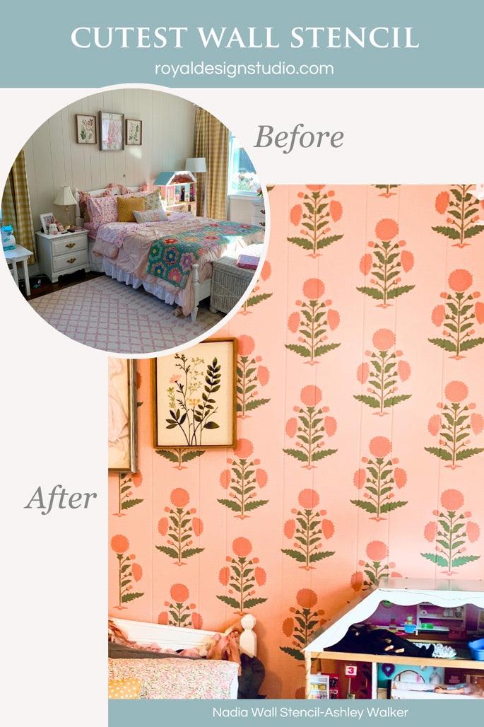 wall stencil indian block print pattern trend