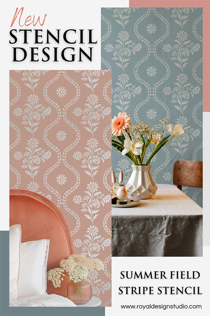 Floral vine wall stencil