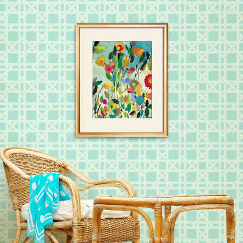 Classic and Retro Wallpaper with Rattan Pattern - Royal Design Studio Wall Stencils